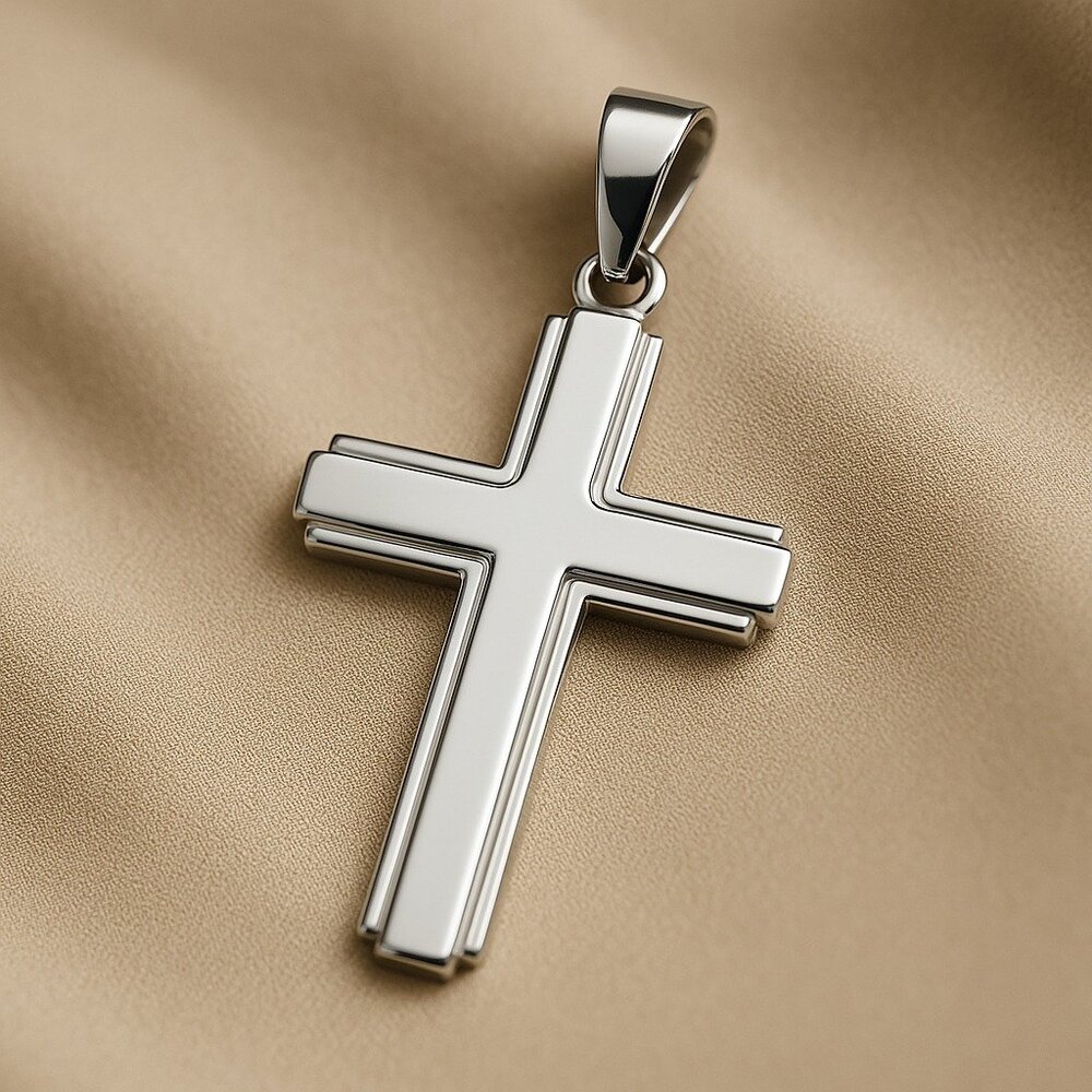 Solid 925 Sterling Silver Cross Pendant, Classic Minimalist Men's& Women's Cross